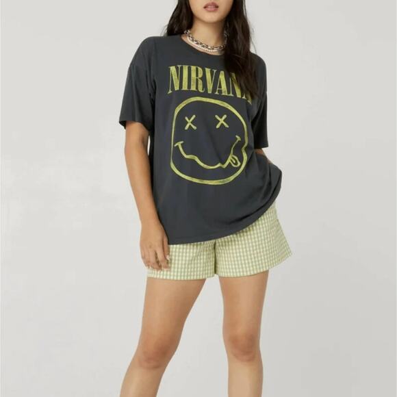 NWT Daydreamer NIRVANA Smiley Tee 1X Plus Vintage Black Grunge Made USA - Picture 7 of 12